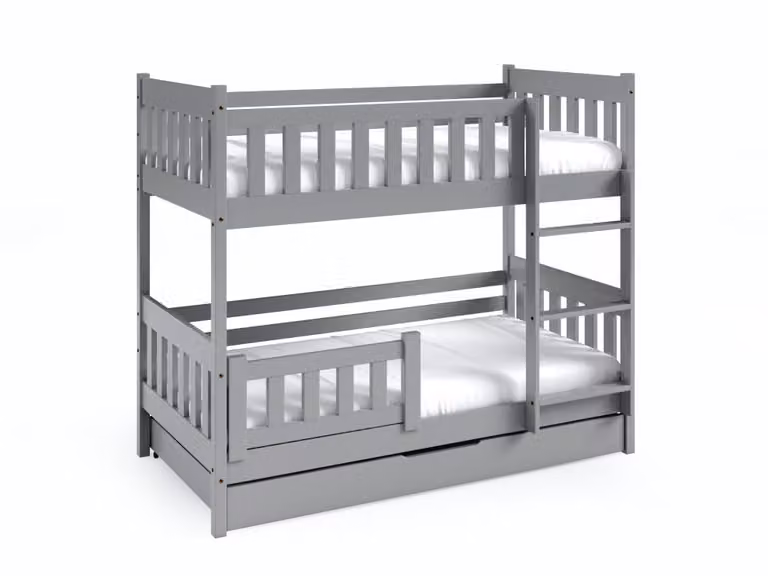 Litera de dos niveles Furnlux de madera maciza de pino color gris para niños An/P/Al: 160 x 80 x 168 cm