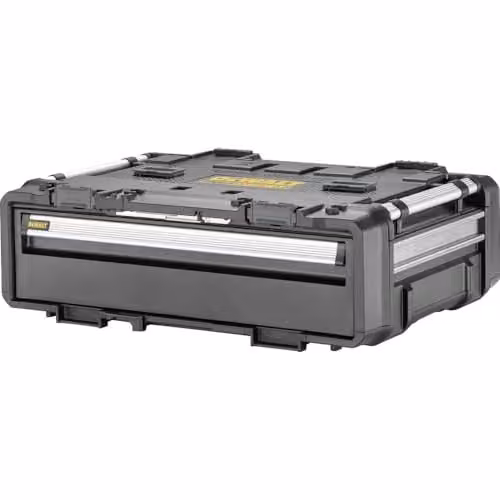 Unidad de almacenamiento de doble cajón DeWalt Toughsystem 2.0 DXL en negro y amarillo con deslizadores de extensión completa y sistema apilable