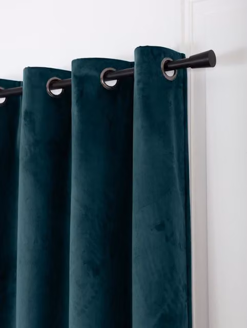 Cortina acústica y térmica Moondream DecibelControl 3en1 de terciopelo opaca con ollaos, color verde, An: 130 cm, Al: 250 cm