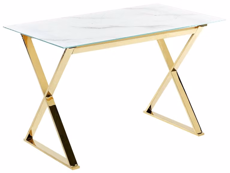 Mesa de comedor Beliani de vidrio transparente y blanco con acabado brillante para 4 personas