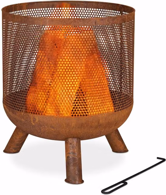 Cesta de fuego de malla NORTHIO en acero color negro o marrón