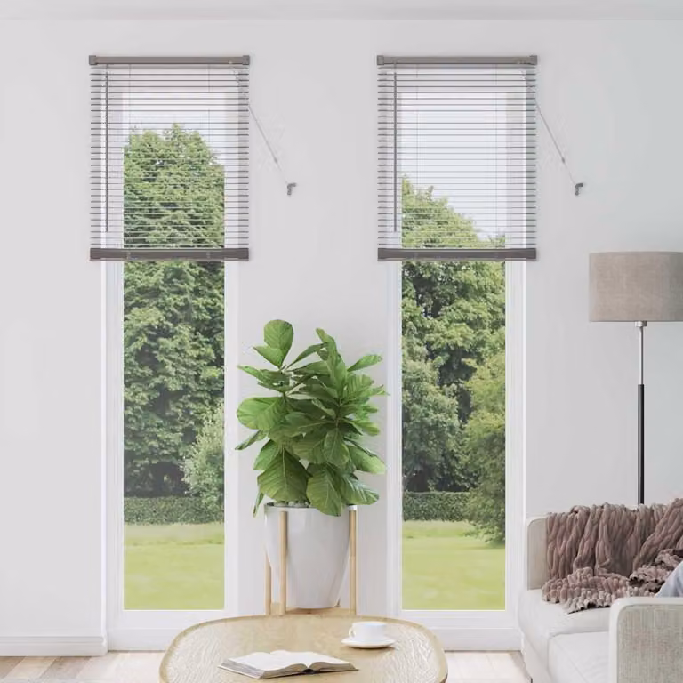 Persianas venecianas Syfax de aluminio plateado con cordón An/Al: 220 x 55 cm