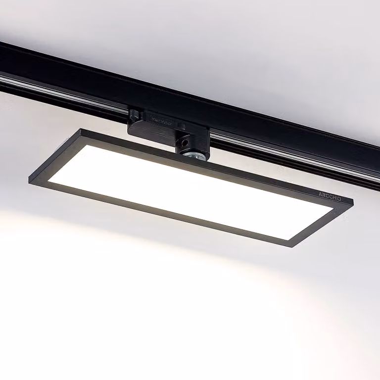Panel LED trifásico Arcchio para oficina o despacho, color negro, 4000 K, 30 cm
