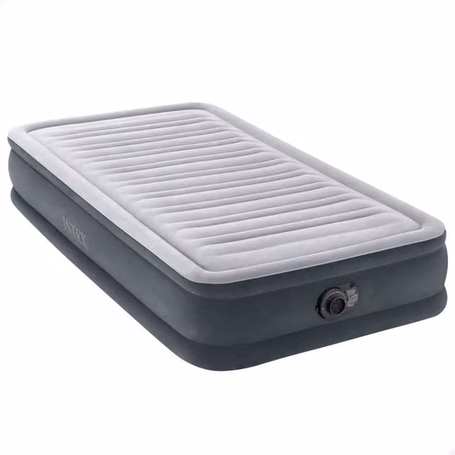 Colchón Hinchable Intex Dura-Beam Deluxe Comfort-Plush con Bomba Integrada, Gris, An/P/Al: 99 x 191 x 33 cm
