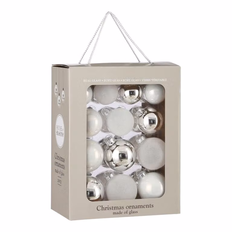 Bola de Navidad de Cristal Mica Decorations Blanca de Diseño Moderno y Redondo de 7 cm
