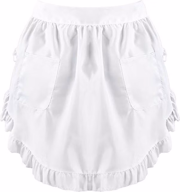Delantal blanco con volantes y 2 bolsillos estilo vintage para adultos de XISRENS