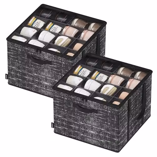 Organizador de zapatos SONGMICS con tapa transparente y asas, color negro, An/P/Al: 42 x 31,7 x 31,7 cm