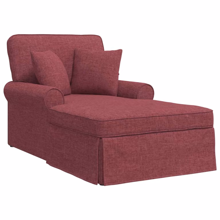 Set de Chaise Lounge de 3 piezas vidaXL en color rojo vino con tela y falda, diseño moderno en forma de L para salón o dormitorio, An/P/Al: 157 x 91 x 91 cm