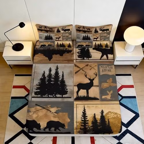 Sábana Ajustable de Microfibra con Estampado 3D de Animales del Bosque para Adultos, Multicolor, An/P/Al: 90 x 200 x 25 cm