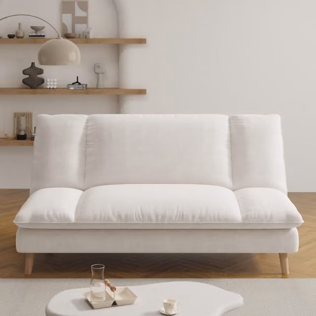 Sofá cama Vasco de 3 plazas Concept Usine en tela beige con sistema click clack y fundas extraíbles