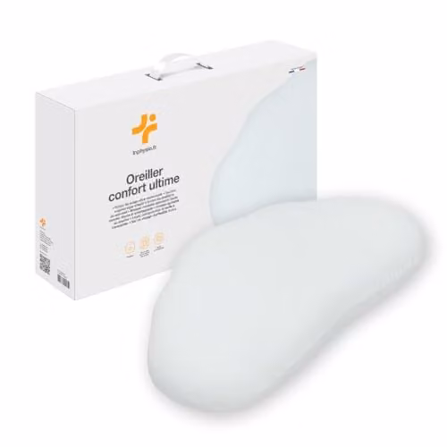 Almohada ergonómica Inphysio Confort Ultime de espuma viscoelástica alemana de alta densidad con funda transpirable blanca, An/P/Al: 57 x 35 x 12 cm