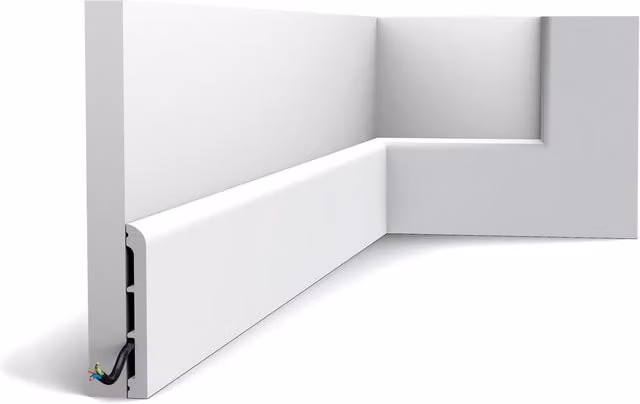 Zócalo decorativo Orac Axxent Cascade SX184-RAL9003 de diseño moderno en color blanco, longitud 2 m