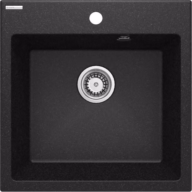 Fregadero de granito compuesto de un cubilante para instalar deante en colores gris o negro con An/P/Al: 50 x 50 x 21,6 cm