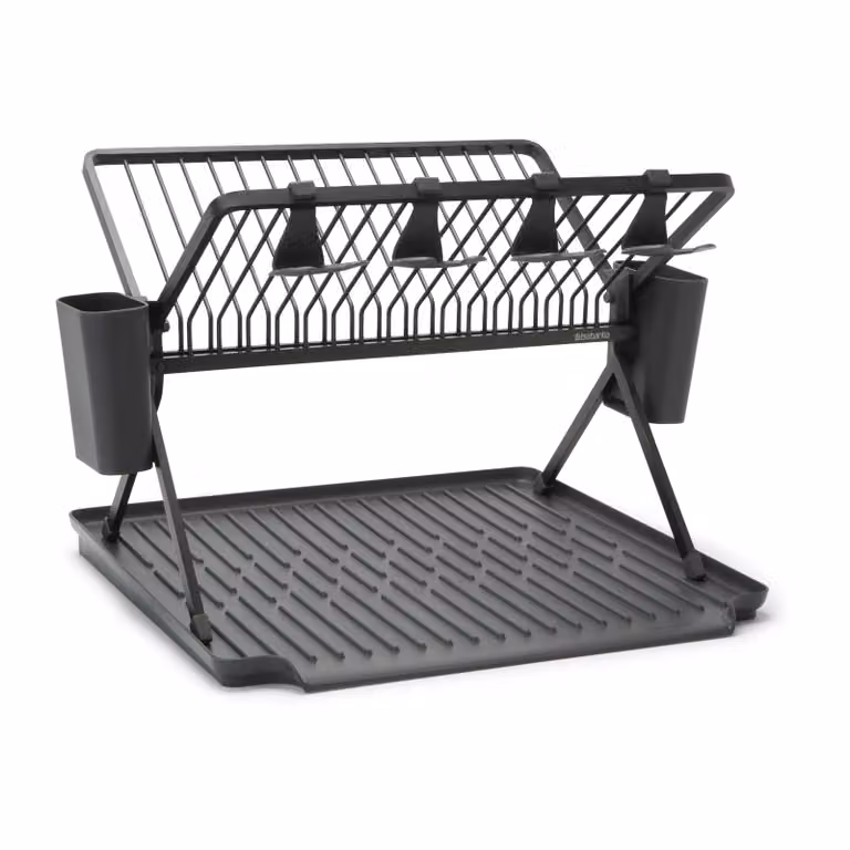 Escurreplatos plegable Brabantia Sinkside con bandeja de goteo y portacubiertos de 51 cm en color gris o negro
