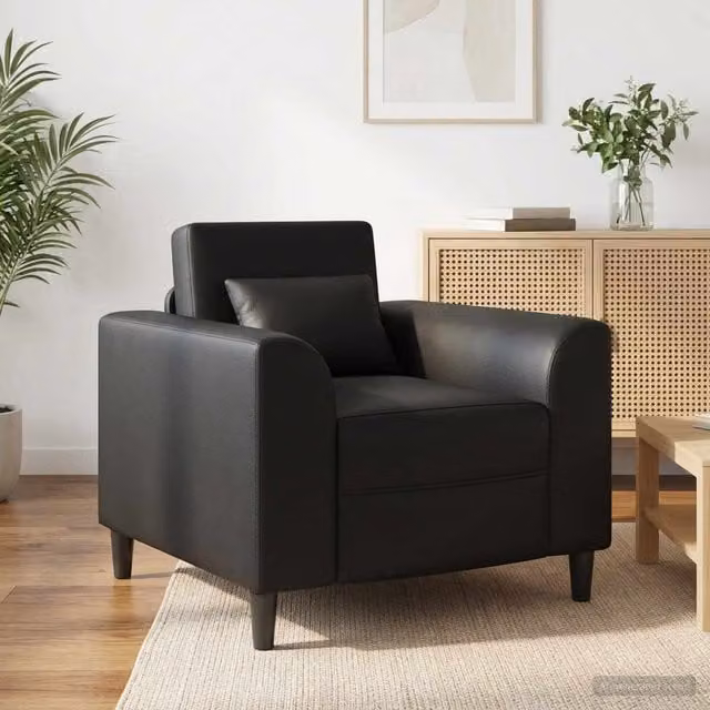 Sillón moderno de cuero sintético negro vidaXL