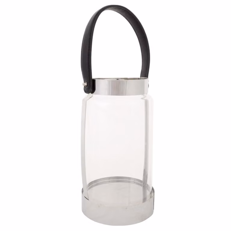 Farol de mesa Wanderlust Deco en acero inoxidable y cristal color plata An/P/Al: 12,5 x 12,5 x 23 cm