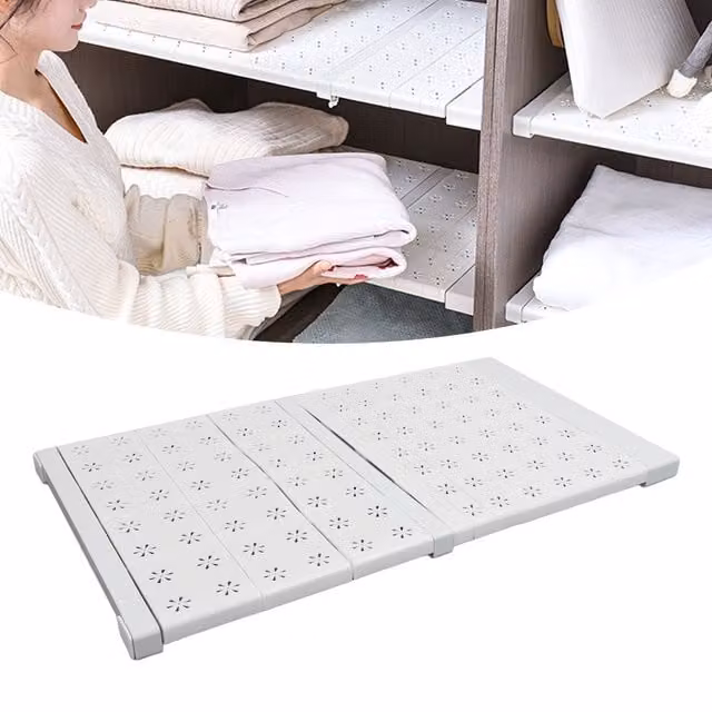 Estante de armario ajustable y extraíble Infinite de metal y plástico en color blanco, capacidad de carga de 20 kg, set de 9 piezas, ajustable de 51 a 72 cm