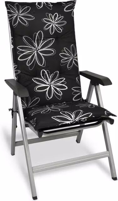 Cojín para sillas de exterior y jardín con respaldo alto Beautissu, diseño de flores multicolor, An/P/Al: 120 x 50 x 6 cm