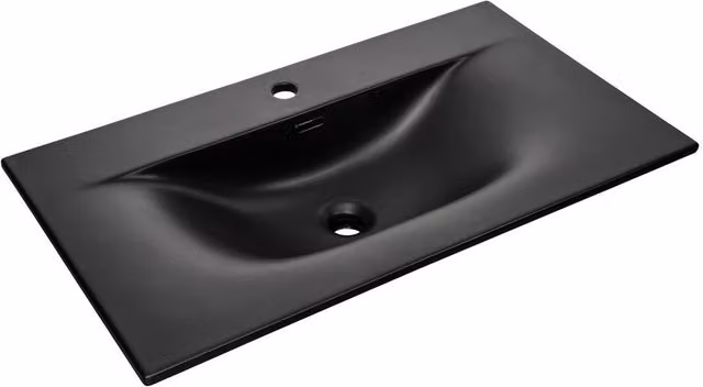 Lavabo empotrable Veloa de Meublorama en cerámica color negro mate con diseño ovalado An/P/Al: 81 x 46 x 17 cm