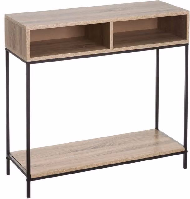 Consola recibidor Urban de casaselección en metal negro y madera color roble, An/P/Al: 80 x 30 x 75 cm