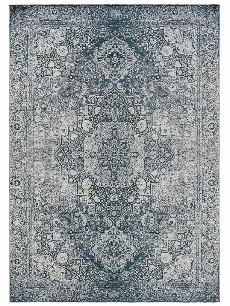 Alfombra de tejido plano Benuta en azul con diseño patchwork, An/P: 80 x 165 cm