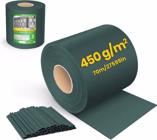 Barrera de protección visual de PVC Vounot para vallas, color verde, An/P/Al: 70 m x 19 cm x 450 g/m²