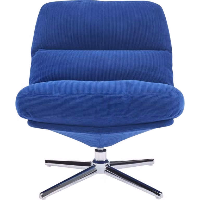 Sillón giratorio 360 de terciopelo de canalé azul eléctrico Homifab con estructura de metal y diseño moderno para salón o dormitorio