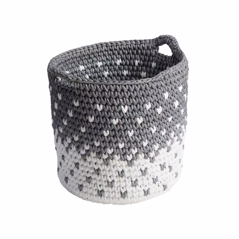 Cesta de cuerda con asas Wanda Collection en gris y blanco para el hogar