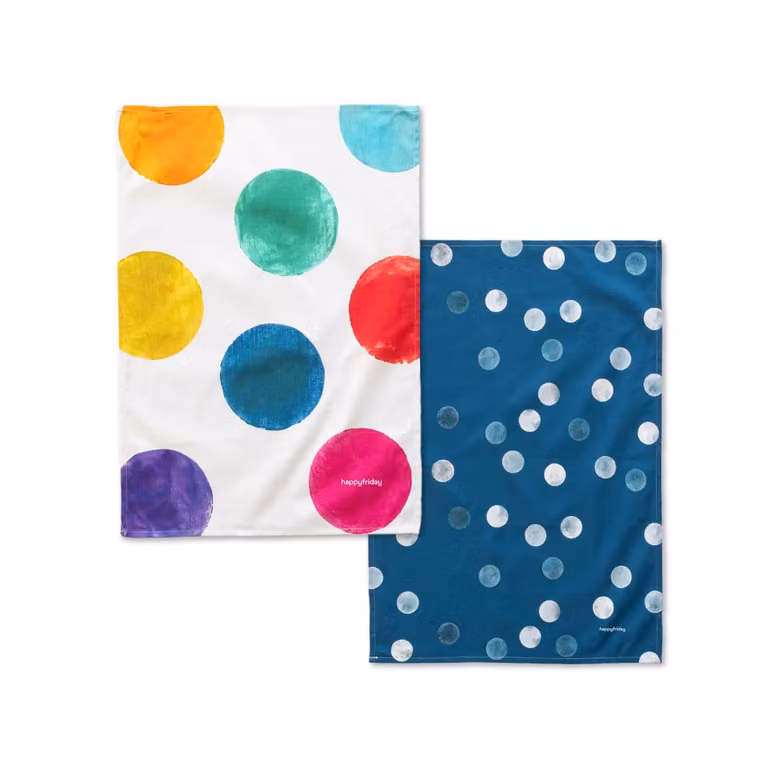 Pack de 2 paños de cocina Happyfriday de algodón con diseño de lunares multicolor, An/P: 70 x 50 cm