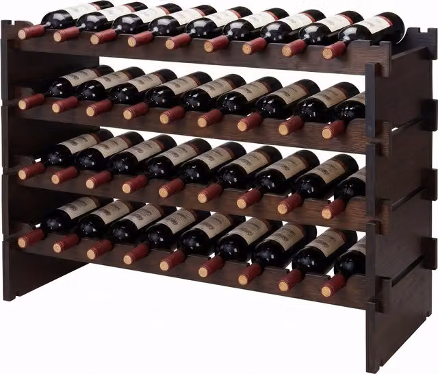 Botellero de bambú apilable Relaxdays para 36 botellas, marrón, An/P/Al: 55 x 85 x 25,5 cm