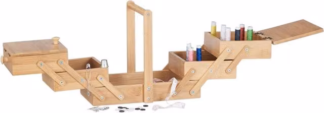 Caja Small Sibling de NORTHIX en bambú con tapa, color beige y multicolor