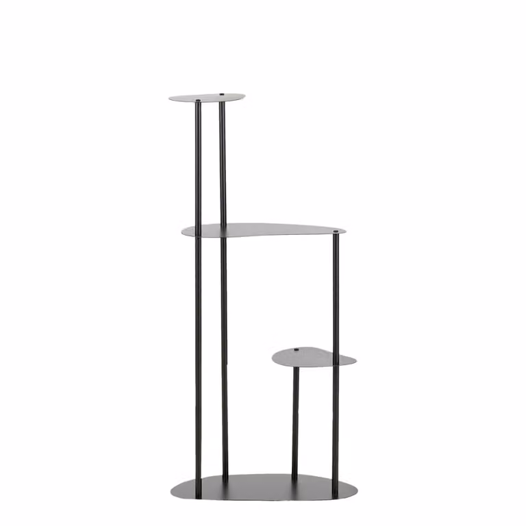 Soporte para plantas moderno Mica Decorations de metal negro mate An/P/Al: 27 x 47,5 x 140 cm