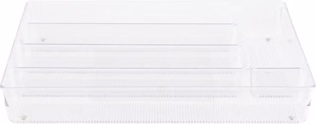 Portacubiertos de cajón InterDesign Linus con 5 compartimentos, plástico transparente, An/P/Al: 34,9 x 27,3 x 5,1 cm
