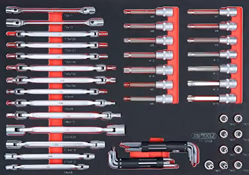 Juego de llaves KS Tools SCS de 53 piezas en sistema modular con insertos de plástico y detalles en plata y multicolor