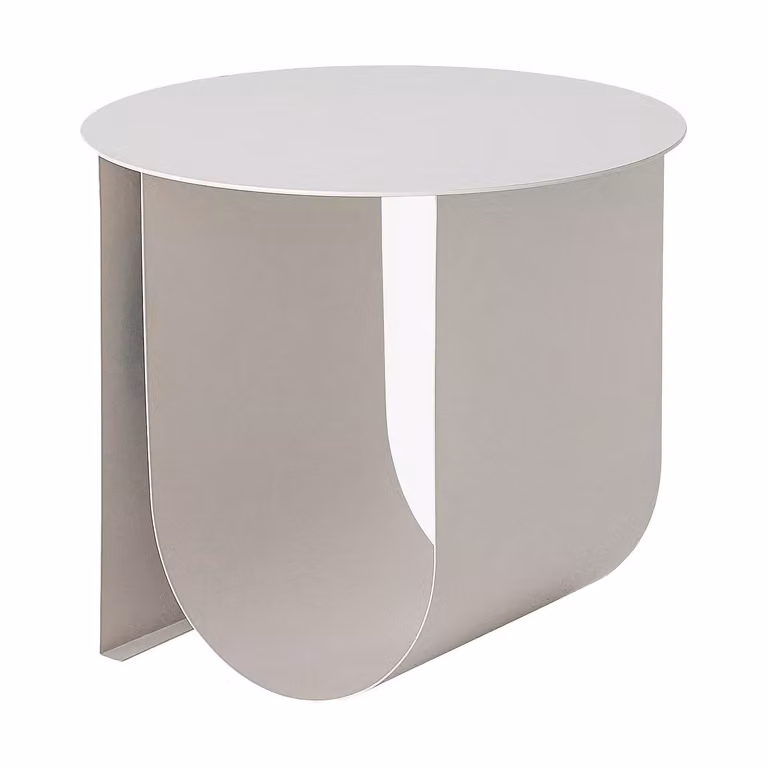 Mesa auxiliar Cher de Bloomingville en metal gris mate con forma redonda, Diámetro: 43 cm