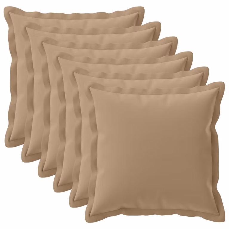 Set de 6 fundas de almohada vidaXL HOUTEN en poliéster, color gris topo, 80 x 80 cm
