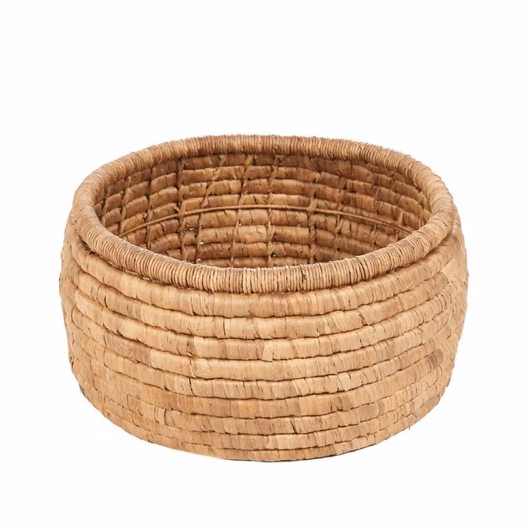Cesta de jacinto de agua Bazar Bizar en marrón y beige con tejido abierto, An/P/Al: 60 x 60 x 29 cm