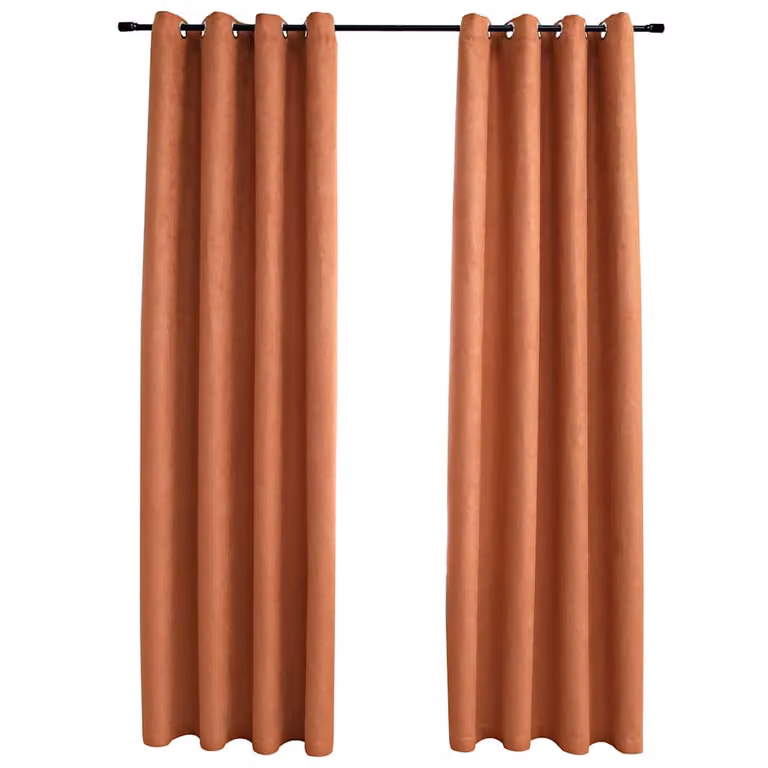 Set de 2 cortinas opacas vidaXL con anillas de metal en color óxido, An/Al: 140 x 175 cm