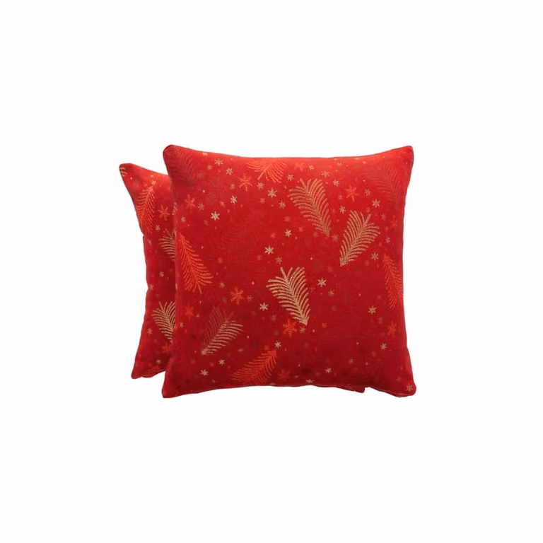 Lote de 2 fundas de cojín navideñas Gamusi de jacquard en algodón y poliéster, color rojo, 45 x 45 cm