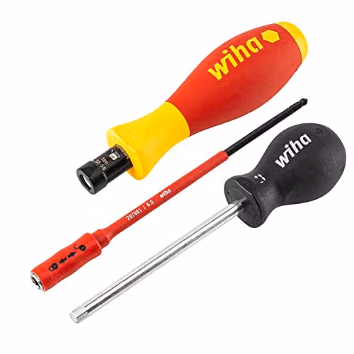 Destornillador dinamométrico Wiha Torquevario-S con ajuste variable de 0,8-5 Nm en rojo y amarillo