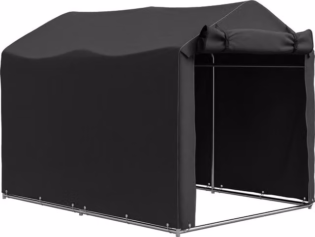 Garaje para bicicletas Outsunny impermeable con puerta enrollable y protección UV, color negro, An/P/Al: 220 x 157 x 165 cm