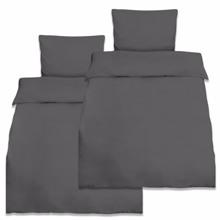 Juego de ropa de cama Beautissu de algodón reforzado color antracita, incluye funda nórdica con cremallera y fundas de almohada, An/P/Al: 135 x 200 cm y 80 x 80 cm