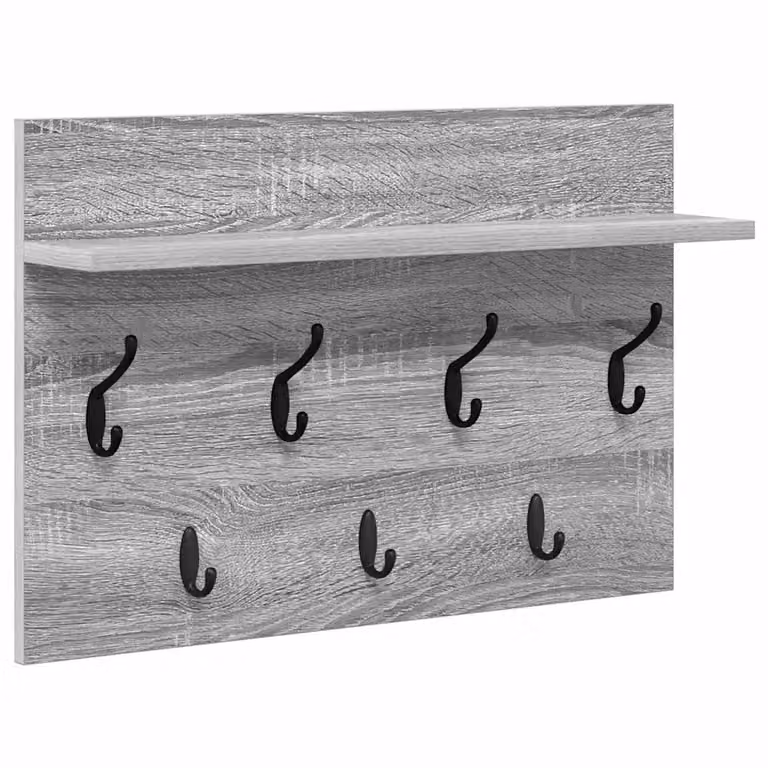 Perchero de pared vidaXL de madera con acabado mate en color gris para pasillos