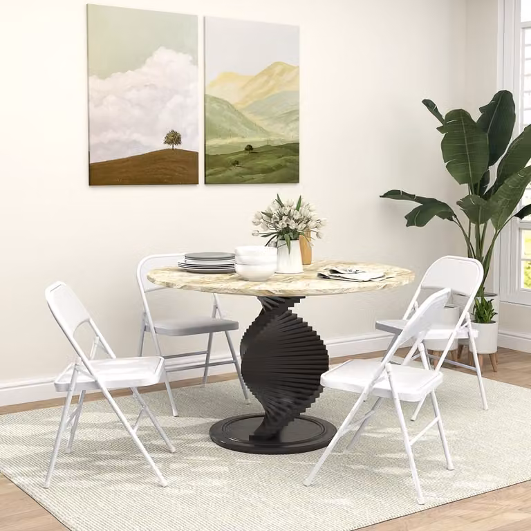 Sillas plegables Homcom de cuero sintético y acero en color blanco, An/P/Al: 45 x 46 x 78 cm