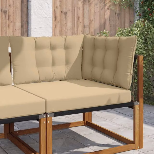Set de 3 cojines cuadrados para sofá de exterior vidaXL en poliéster color beige, An/An/Al: 68,5 x 68,5 x 68,5 cm