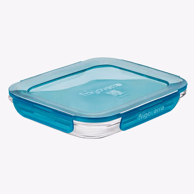 Recipiente de cristal hermético con tapa azul Evolution de Casa Viva, An: 23 cm, Al: 18 cm