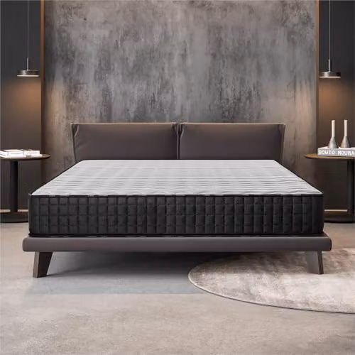 Colchón viscoelástico Naturalex Titanium de espuma y látex con regulación de temperatura, color blanco y azul, An/P: 140 x 190 cm, Altura: 20 cm