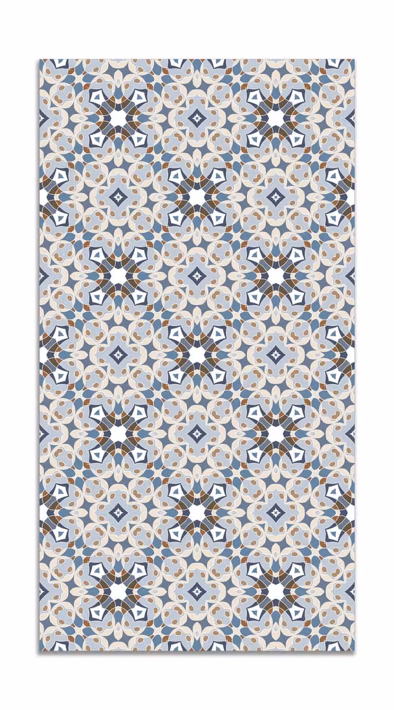 Alfombra vinílica de estilo oriental azul, An/P: 60 x 250 cm