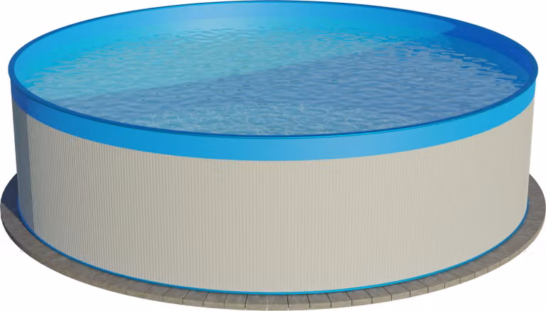 Piscina redonda de pared de acero Planet Pool, color blanco y azul, Diámetro: 350 cm, Altura: 90 cm
