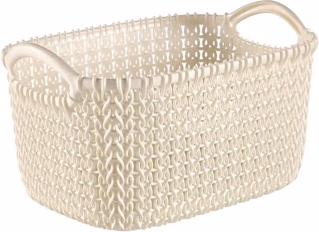 Cesta de ordenación Knit Curver de plástico con asas en color blanco y beige